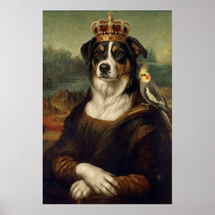 Perro Mona Lisa con loro cacatúa Arte fino Postal