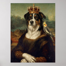 Perro Mona Lisa con loro cacatúa Arte fino Postal