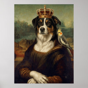 Perro Mona Lisa con loro cacatúa Arte fino Postal