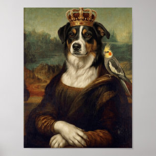 Perro Mona Lisa con loro cacatúa Arte fino Postal