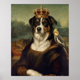 Perro Mona Lisa con loro cacatúa Arte fino Postal