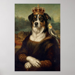 Perro Mona Lisa con loro cacatúa Arte fino Postal