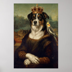 Perro Mona Lisa con loro cacatúa Arte fino Postal