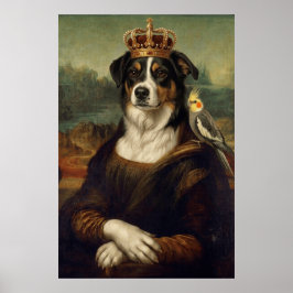 Perro Mona Lisa con loro cacatúa Arte fino Postal