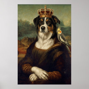 Perro Mona Lisa con loro cacatúa Arte fino Postal