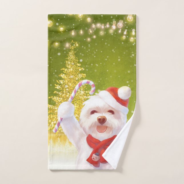 Perro navidad con candy cane (Toalla de mano)