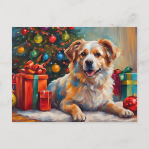 Perro navidad con regalo