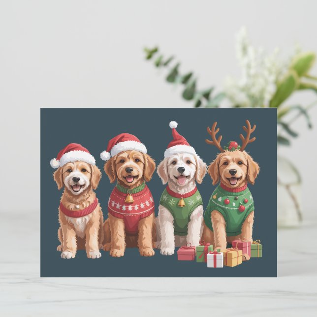 Perro Navidad Goldendoodle Navidad Amante Perros (Anverso de pie)
