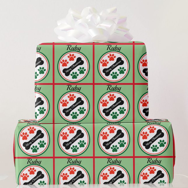 Perro Navidades Paws Añadir nombre Regalo Papel de (Subido por el creador)