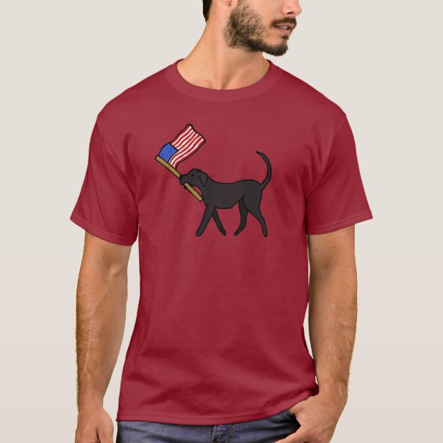 Perro negro portando camiseta con bandera (Anverso)
