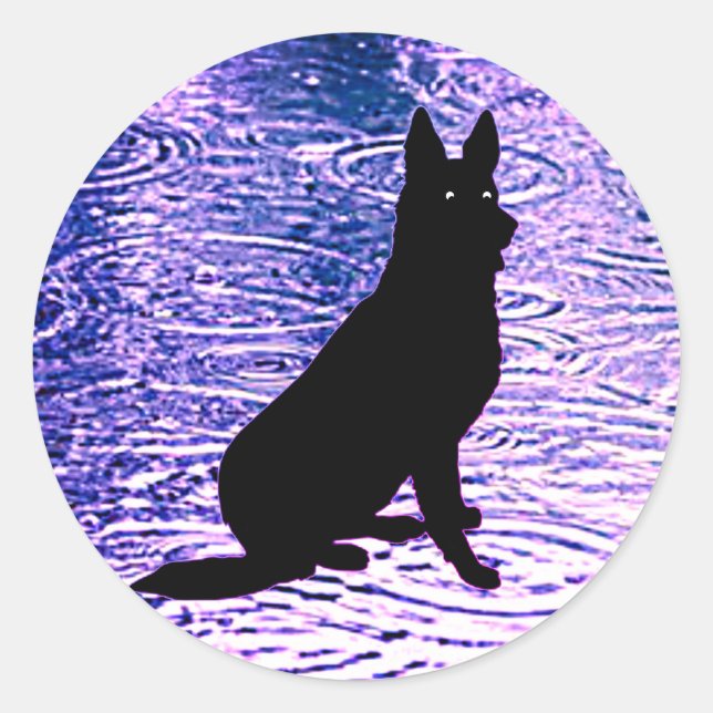 Perro negro - Siempre vigilando - Pegatinas de per (Anverso)