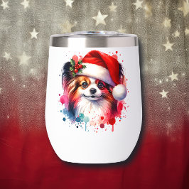 Perro Papillon en Santa Hat Navidades personalizad