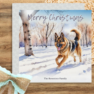 Perro pastor alemán Alsacian Navidad Nieve