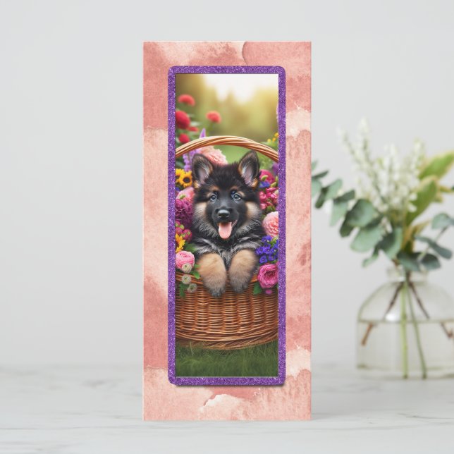 Perro Pastor Alemán En Una Cesta (Anverso de pie)