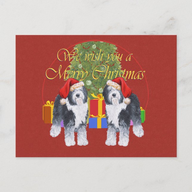 Perro Pastor Inglés Antiguo Navidad (Anverso)