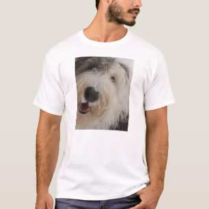 Perro pastor inglés viejo - camiseta de la cara d
