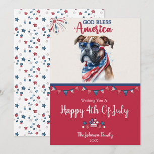 Perro Patriota - Boxer Tarjeta del 4 de Julio