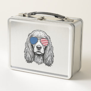 Perro Patriótico con Gafas de Sol de Bandera Vinta