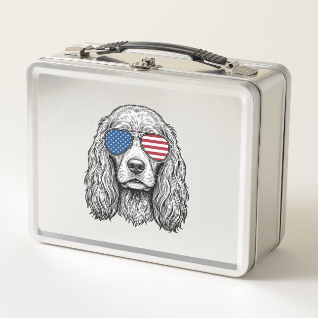 Perro Patriótico con Gafas de Sol de Bandera Vinta (Anverso)