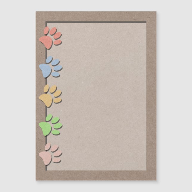 Perro Paw Imprime Faux Kraft Papel imán de textura (Anverso)