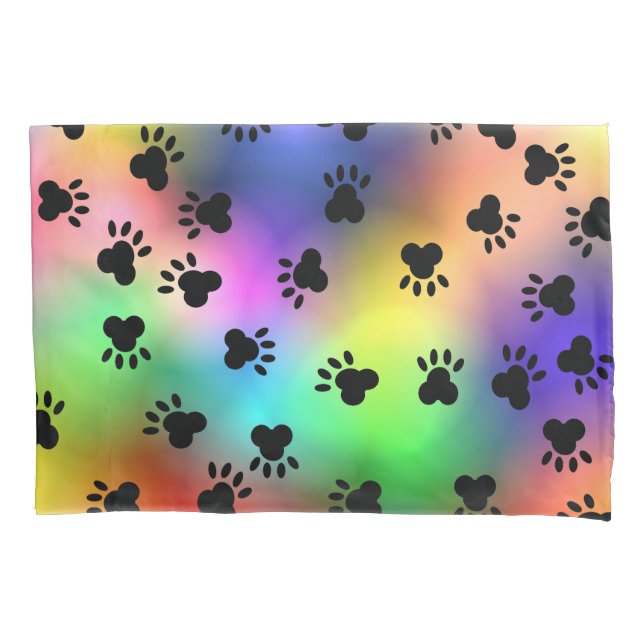 Perro Paw Imprime Funda de almohada arco iris (Anverso)