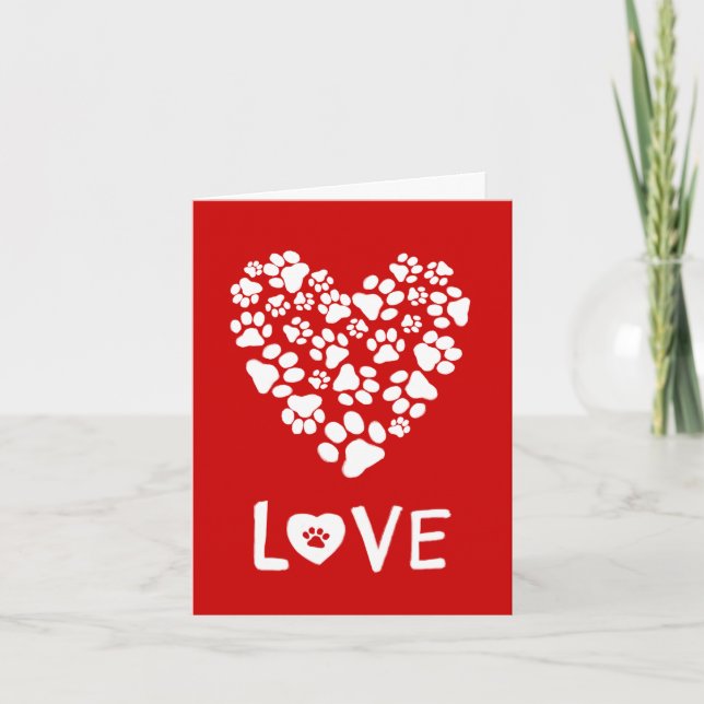 Perro Paw Imprime Tarjeta de Amor El día de San Va (Anverso)