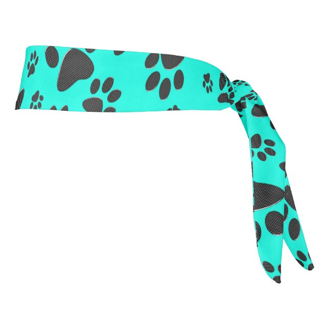 Perro Paws Black and White Polka Dot en cian vivo (Girar 90)