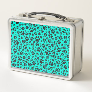 Perro Paws Black and White Polka Dot en cian vivo
