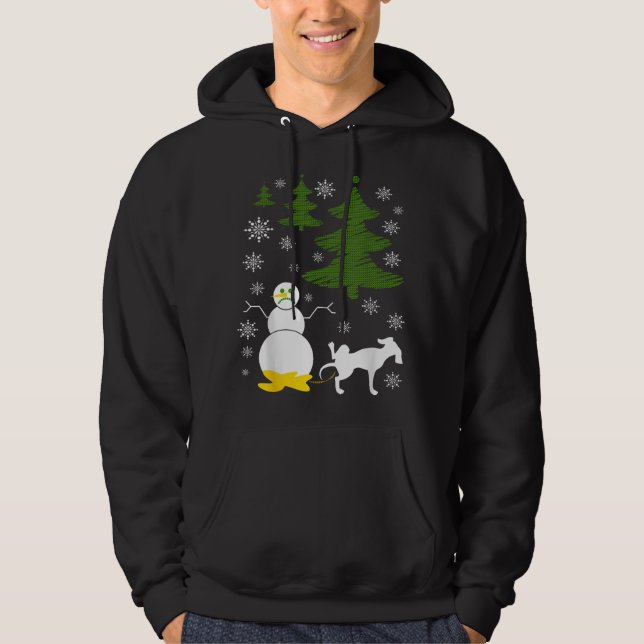 Perro pega en Snowman Ugly XMas Sweater (Anverso)