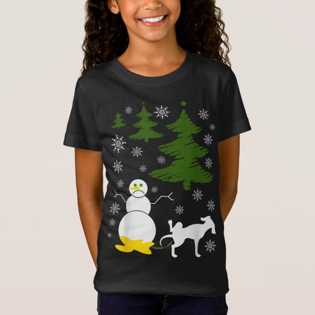 Perro pega en Snowman Ugly XMas Sweater (Anverso)