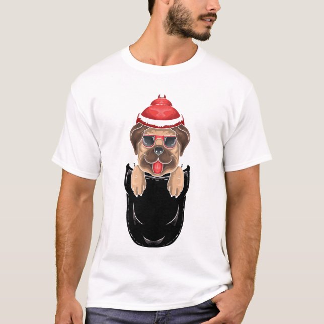 Perro picado en camiseta de hombres de bolsillo (Anverso)