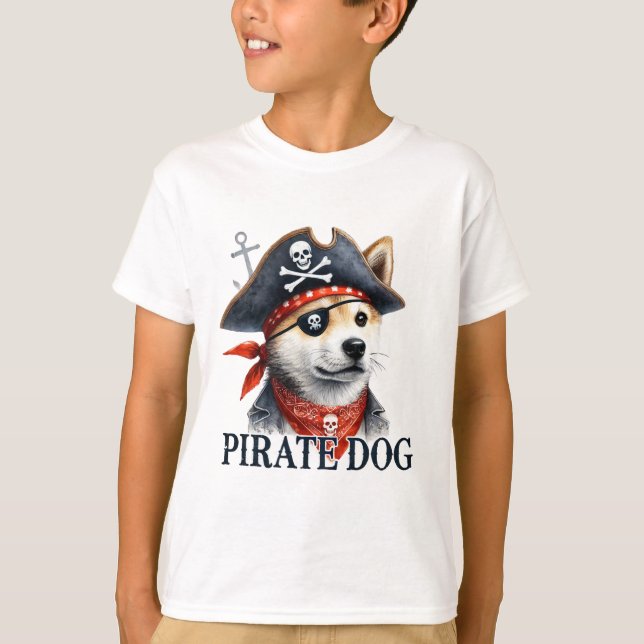 Perro pirata - Camiseta color agua digital (Anverso)