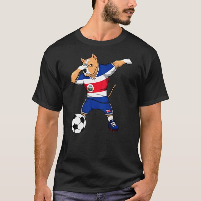 Perro Pitbull Dabbing Costa Rica Jersey de Fútbol  (Anverso)