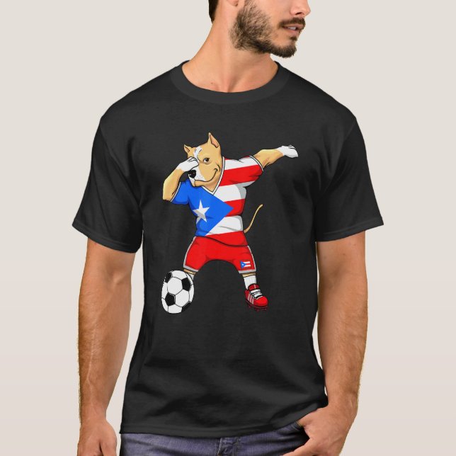 Perro Pitbull Dabbing Puerto Rico Jersey Fans de F (Anverso)