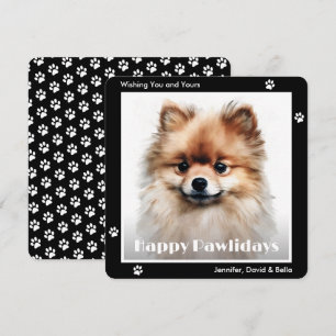 Perro Pomerania Negro Navidad Acuarela