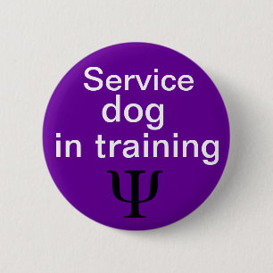 perro psiquiátrico del servicio en botón del