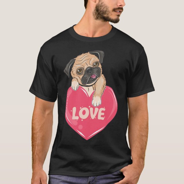 Perro pug cutáneo con corazón de amor camiseta clá (Anverso)
