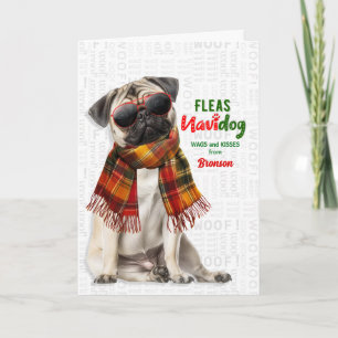 Perro Pug de Navidad Divertido Pulgas Navidog con 