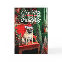 Perro Pug Navidad Travieso o Bueno