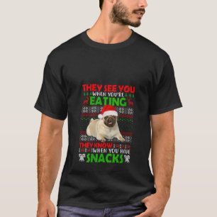 Perro Pug que te ven cuando comes suéter de Navida