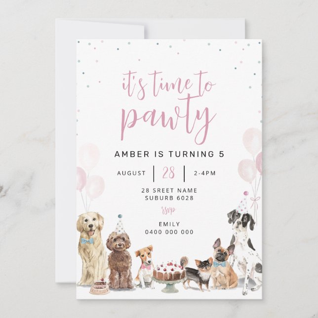 Perro que deja una invitación de cumpleaños insign (Anverso)