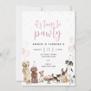 Perro que deja una invitación de cumpleaños insign