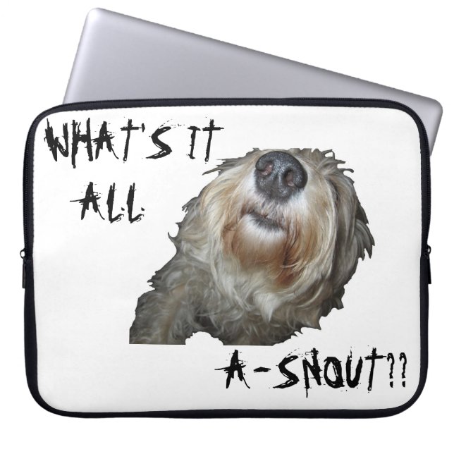 Perro "¿QUÉ ES TODO A-SNOUT?" Funda para portátil (Frente)