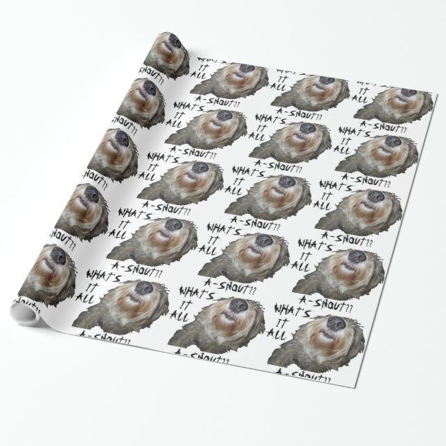 Perro "¿QUÉ ES TODO A-SNOUT?" Papel de regalo (Desenrollado)