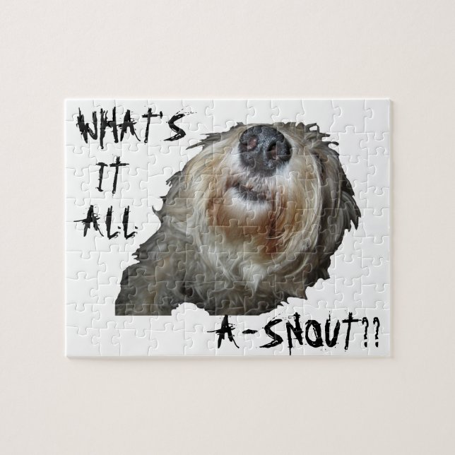 Perro "¿QUÉ ES TODO A-SNOUT?" Puzzle (Horizontal)