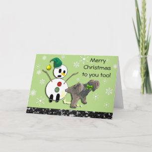 Perro que hace pis en tarjeta de Navidad del