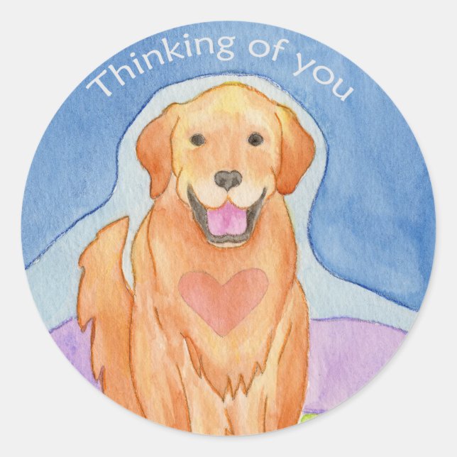 Perro que piensa en usted pegatina (Anverso)