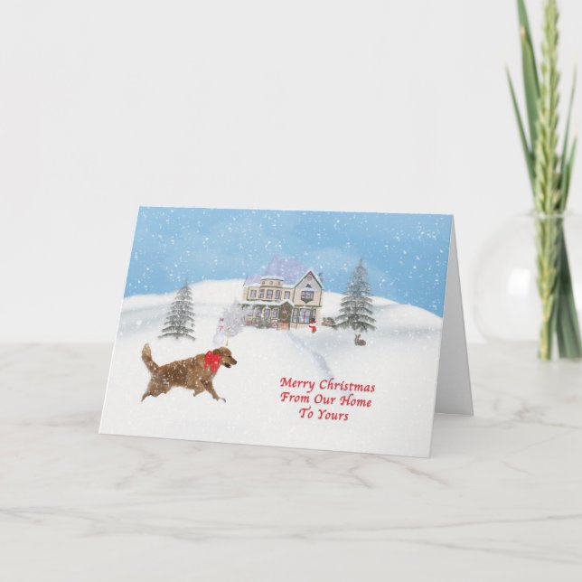 Perro recuperador de oro y Nieve Navidad (Anverso)