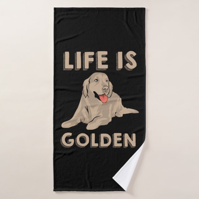 Perro Retriever Dorado - La Vida es Dorada (Toalla de baño)