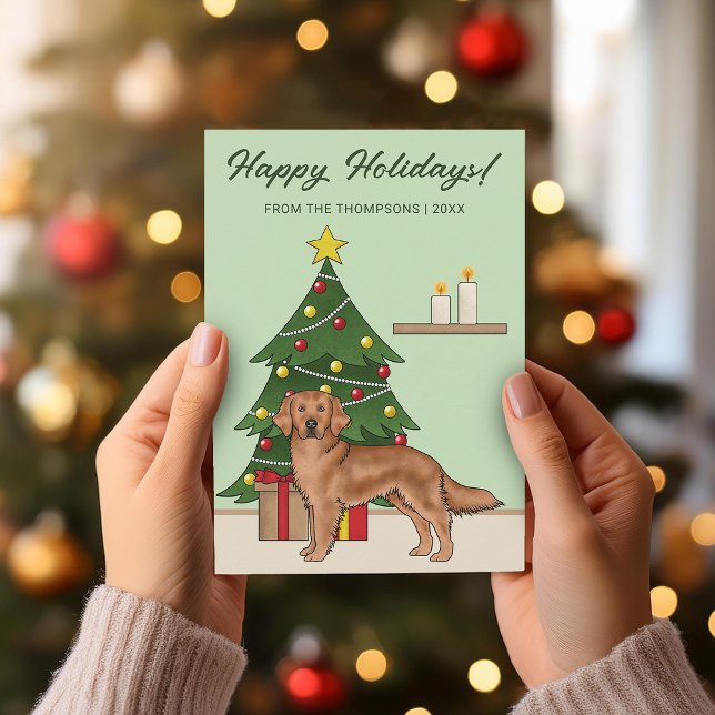 Perro Retriever Dorado Rojo Árbol de Navidad Verde (Subido por el creador)